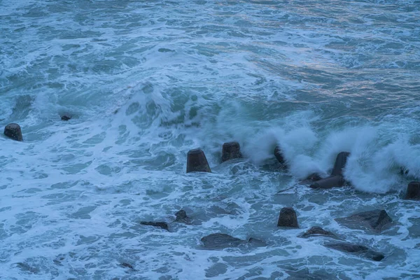 Waves Hitting Tetrapods Black Sea — Stock Photo, Image