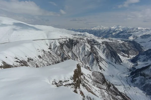 Kaukasus Berge Schnee Blick Aus Der Luft — Stockfoto