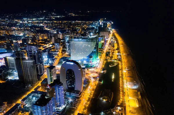 Luchtfoto Van Nacht Batumi Adjara Georgië — Stockfoto