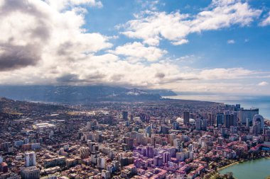 Batumi, Gürcistan - 15 Şubat 2021: Şehrin havadan görünüşü