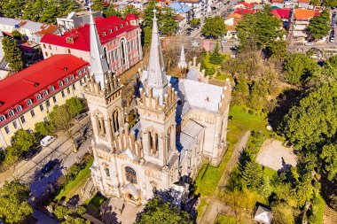 Batum, Gürcistan - 1 Mart 2021: Bir İHA 'dan Katedrale Bakış