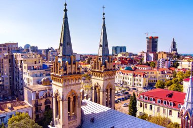 Batum, Gürcistan - 1 Mart 2021: Bir İHA 'dan Katedrale Bakış