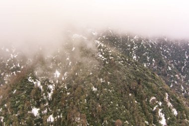 Kışın Mtirala Ulusal Parkı İHA ile, Adjara, Georgia