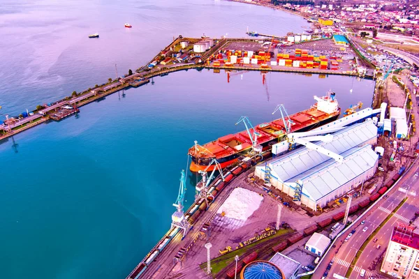 Batumi Gruzja Marca 2021 Widok Port Morski Zachodzie Słońca — Zdjęcie stockowe