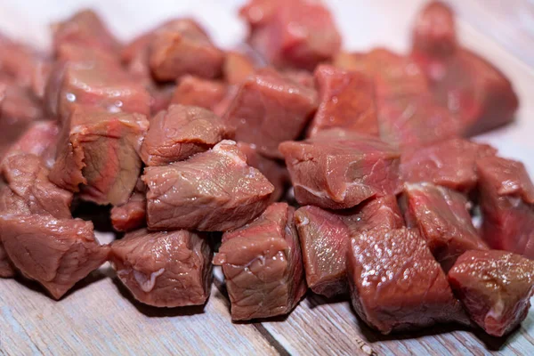 Meat Lies Wooden Table — Stock Photo, Image