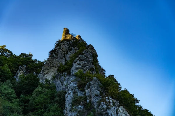 High gray mountain in the forest