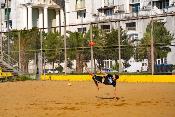 Batumi Georgia May 2021 Athlete Kicks Ball Himself — Stok fotoğraf