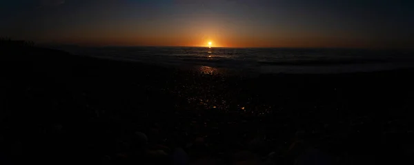 Solnedgång Havet Stort Panorama — Stockfoto