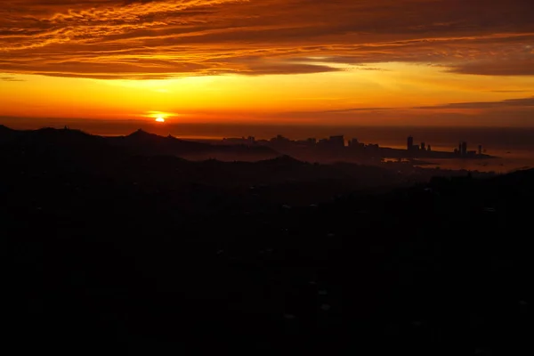 Beautiful Yellow Sunset Background City — Stock fotografie