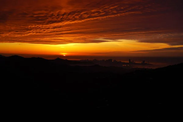 Beautiful Yellow Sunset Background City — Stock fotografie