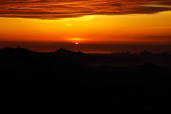Beautiful Yellow Sunset Background City — Stock Photo, Image