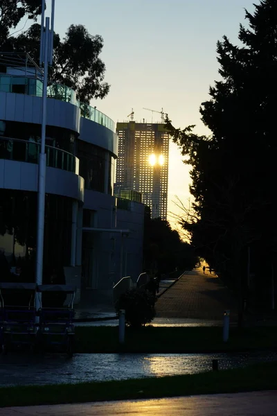 Sunset Windows New Building — Fotografia de Stock