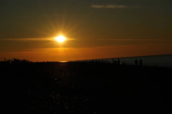 Beautiful Yellow Sunset City View Drone — Foto de Stock