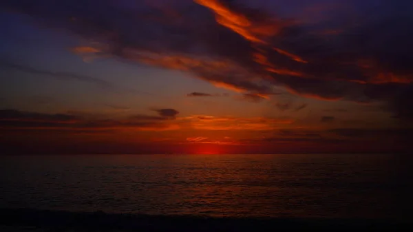 Blauw Oranje Zonsondergang Zee — Stockfoto