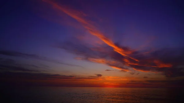 Blauw Oranje Zonsondergang Zee — Stockfoto