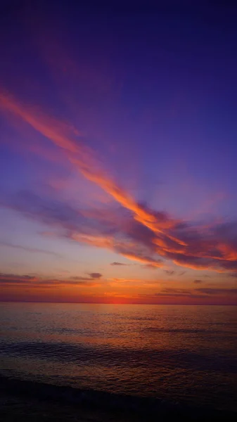 Pôr Sol Laranja Azul Mar — Fotografia de Stock