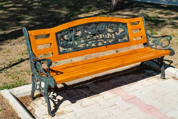 Wooden Brown Bench Park — Stockfoto