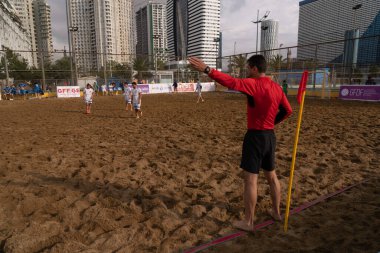 Batumi, Georgia - May 24, 2021: Beach soccer at the stadium