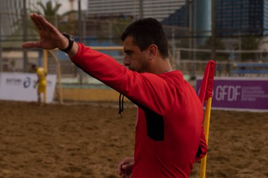 Batumi, Georgia - May 24, 2021: Beach soccer at the stadium