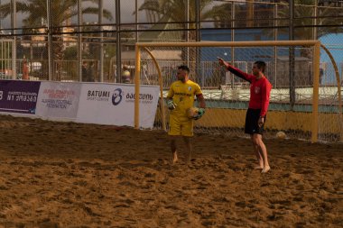Batumi, Georgia - May 24, 2021: Beach soccer at the stadium