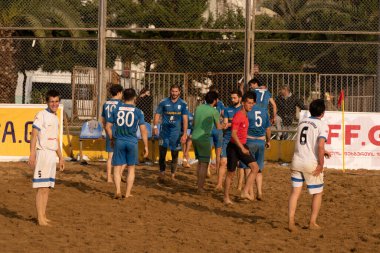 Batumi, Georgia - May 24, 2021: Beach soccer at the stadium