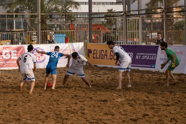 Batumi, Georgia - May 24, 2021: Beach soccer at the stadium