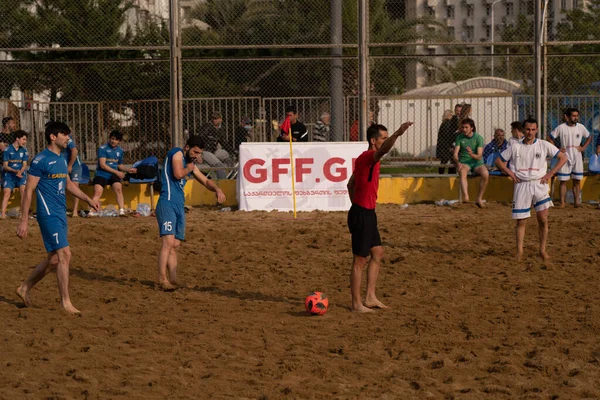 Batumi, Georgia - May 24, 2021: Beach soccer at the stadium