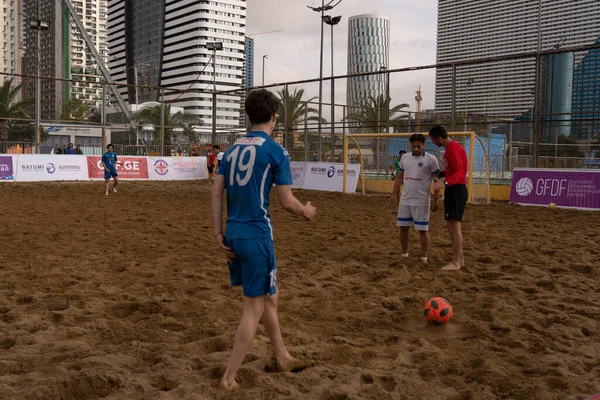 Batumi, Georgia - May 24, 2021: Beach soccer at the stadium