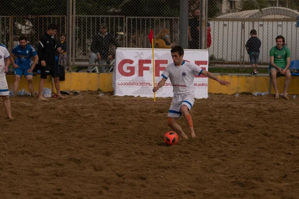 Batumi, Georgia - May 24, 2021: Beach soccer at the stadium