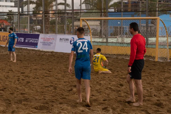 Batumi, Georgia - May 24, 2021: Beach soccer at the stadium