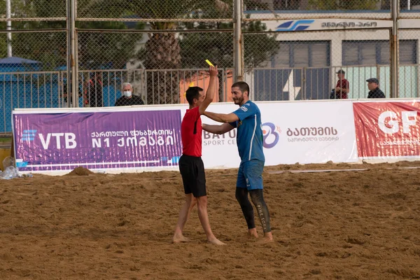 Batumi, Georgia - May 24, 2021: Beach soccer at the stadium