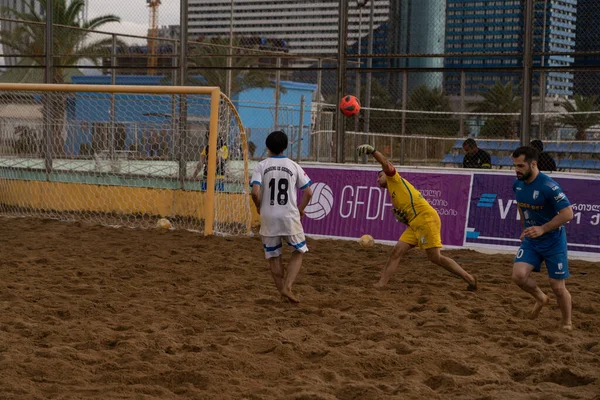 Batumi, Georgia - May 24, 2021: Beach soccer at the stadium