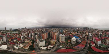 Şehrin 360 panorama drone görüntüsü