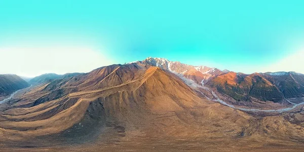 360Vr Drone Vista Del Villaggio Alta Montagna Ushguli Alta Svaneti — Foto Stock