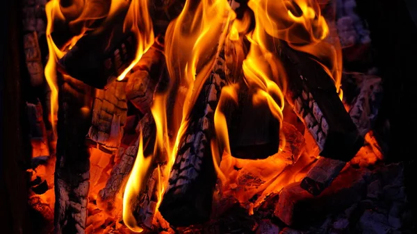 Burning Firewood Black Background — Stock Photo, Image