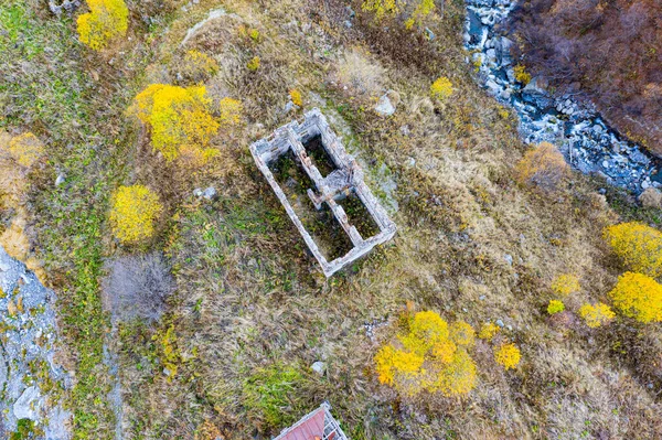Herfst Bos Bergen Uitzicht Vanaf Drone — Stockfoto