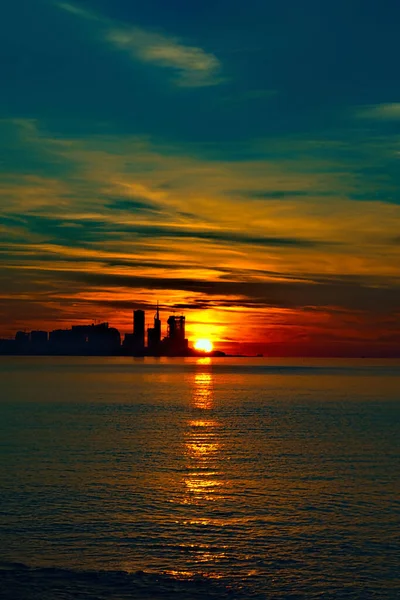 Hermosa Vista Panorámica Batumi Durante Puesta Del Sol — Foto de Stock