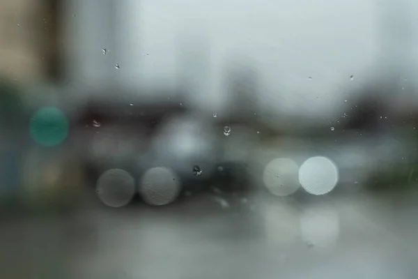 Car Lights Glass Raindrops — Stock Photo, Image