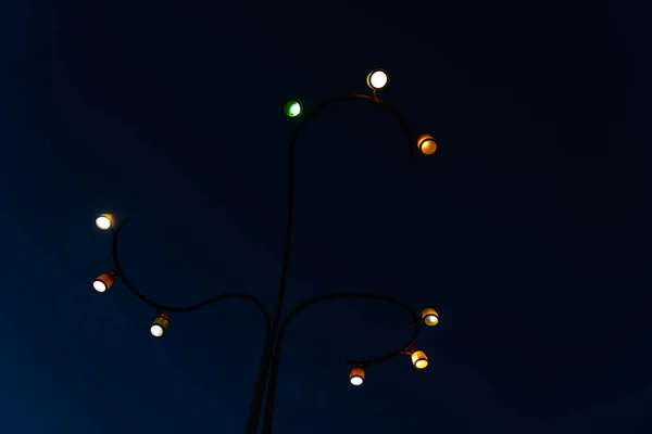 Fények Éjszaka Színes Lámpák Fénykép Háttérben — Stock Fotó