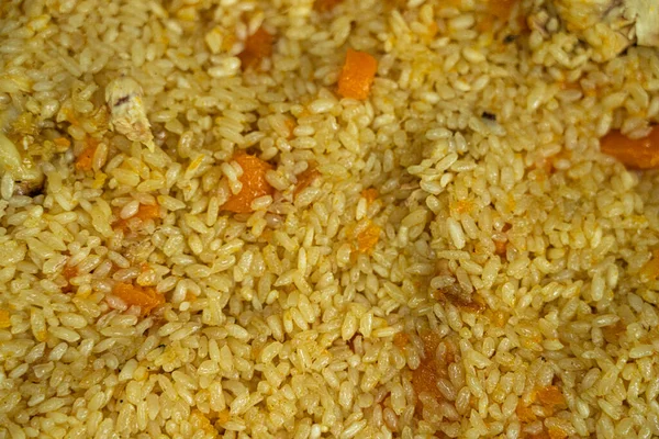 Turkmenska Pilaf Matlagning Pilaf Brand — Stockfoto