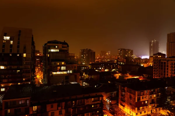 Vue Nocturne Sur Ville Les Lumières Brillent — Photo