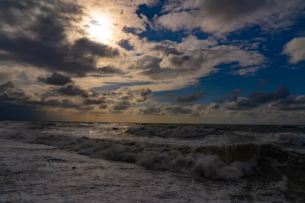 Батуми Грузия Марта 2021 Года Солнце Облаками Над Черным Морем — стоковое фото