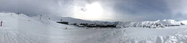 Panorama Cima Alla Montagna Sulla Neve — Foto Stock