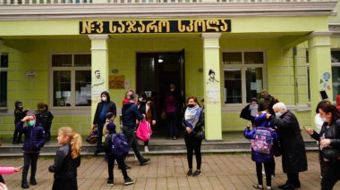 Batumi, Georgia - April 28, 2021: People near the Music School