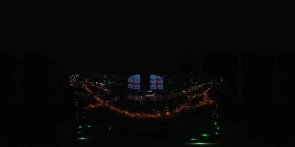 Vista Ciudad Nocturna Desde Dron —  Fotos de Stock