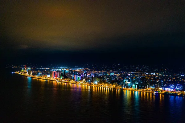 Vue Ville Nocturne Depuis Drone — Photo