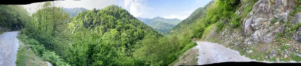 Droga Górach Duża Panorama — Zdjęcie stockowe
