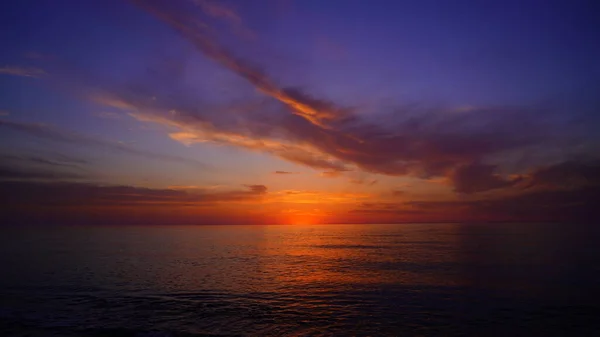 Blauw Oranje Zonsondergang Zee — Stockfoto