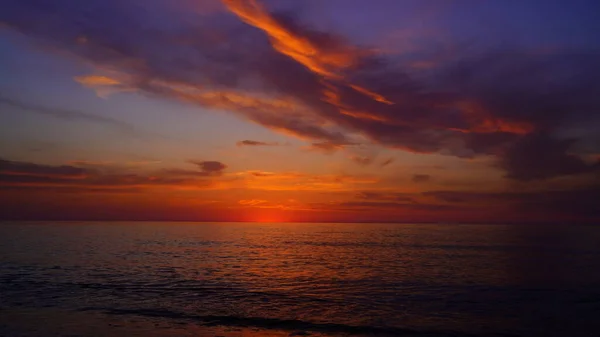 Синій Помаранчевий Захід Сонця Морі — стокове фото