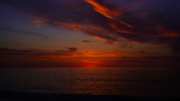 Blau Orange Sonnenuntergang Auf Dem Meer — Stockfoto